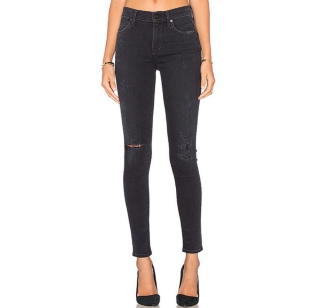 Citizens of Humanity Distressed High Rise Rocket Crop Jeans Size 26